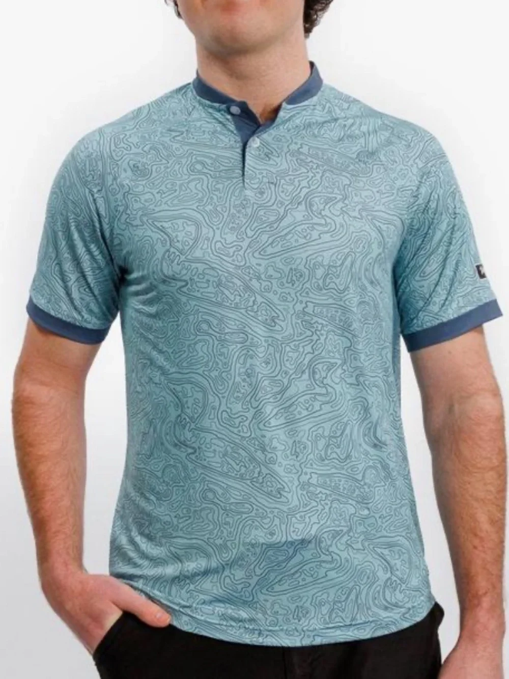 Waggle Loon Lake Topographic Short Sleeve Golf Polo Medium - Picture 2 of 4